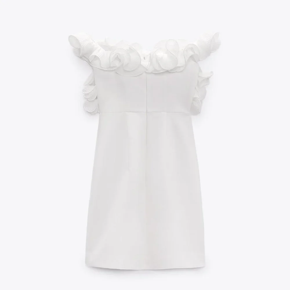 Zara Pleated Ruffle Mini Dress - Picture 7 of 13